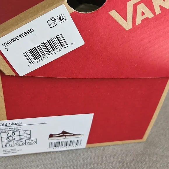 Vans New In Box, Old Skool - Suede Bourdeaux - US Women Size 8.5 - Picture 6 of 6